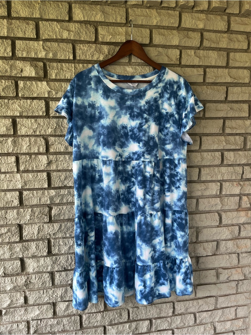 Crown & Ivy Blue and White Tie Dye Shirt Dress Size XL
